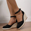 View of chic women's platform shoes in soft beige with a supportive design and textured fabric