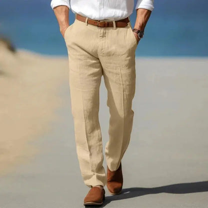 View of refined dress pants in charcoal gray, featuring a tailored fit and smooth fabric for versatile styling