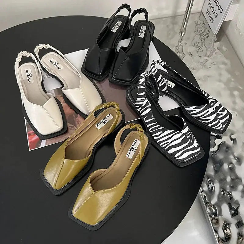 View of elegant summer slingback shoes in soft beige fabric, featuring a comfortable cushioned insole and stylish open toe design