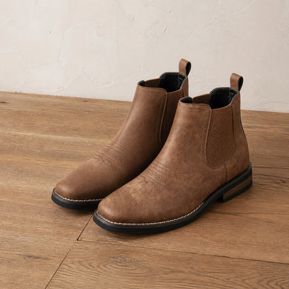 Jeppe Brown Faux Leather Chelsea Boots Kastanienbraun front view