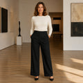Laura Black High Waisted Wide Leg Trousers front view