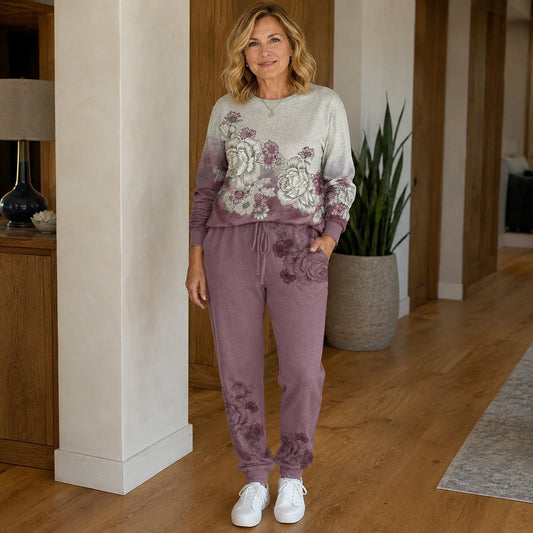 Sofia Floral Sweatshirt and Jogger Set Pink front view