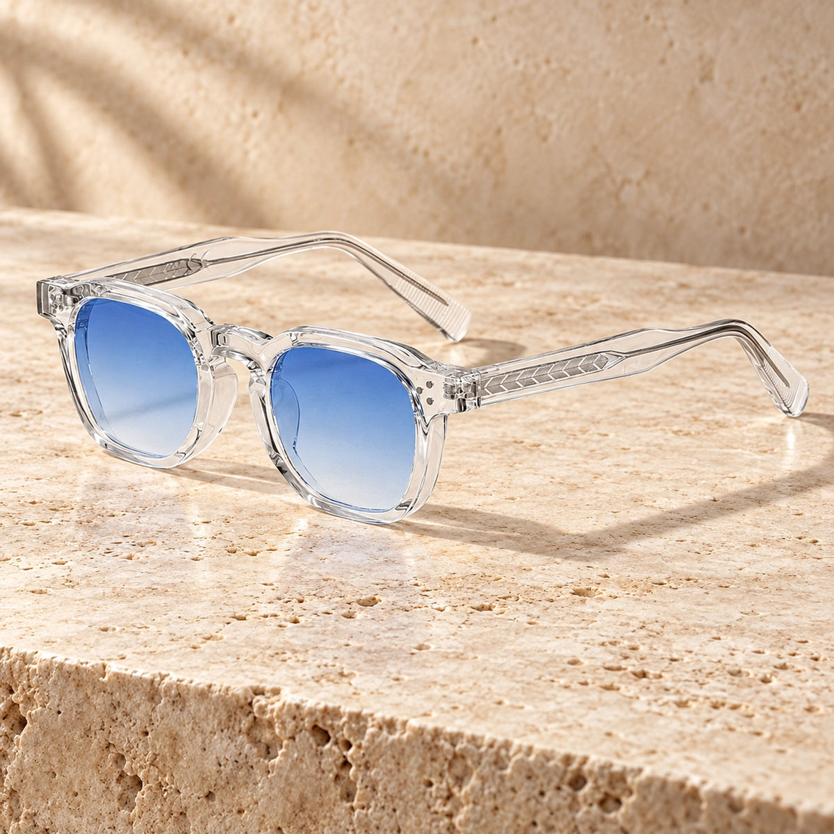 sunglasses — Noah square eyewear in Clear Blue Gradient, one complete pair shown a single photograph, front — view 10