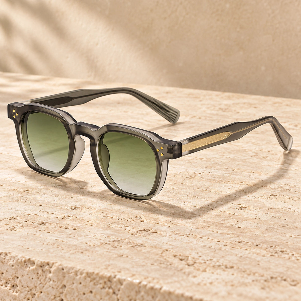 sunglasses — Noah square eyewear in Smoke Green Gradient, one complete pair shown a single photograph, front — view 11