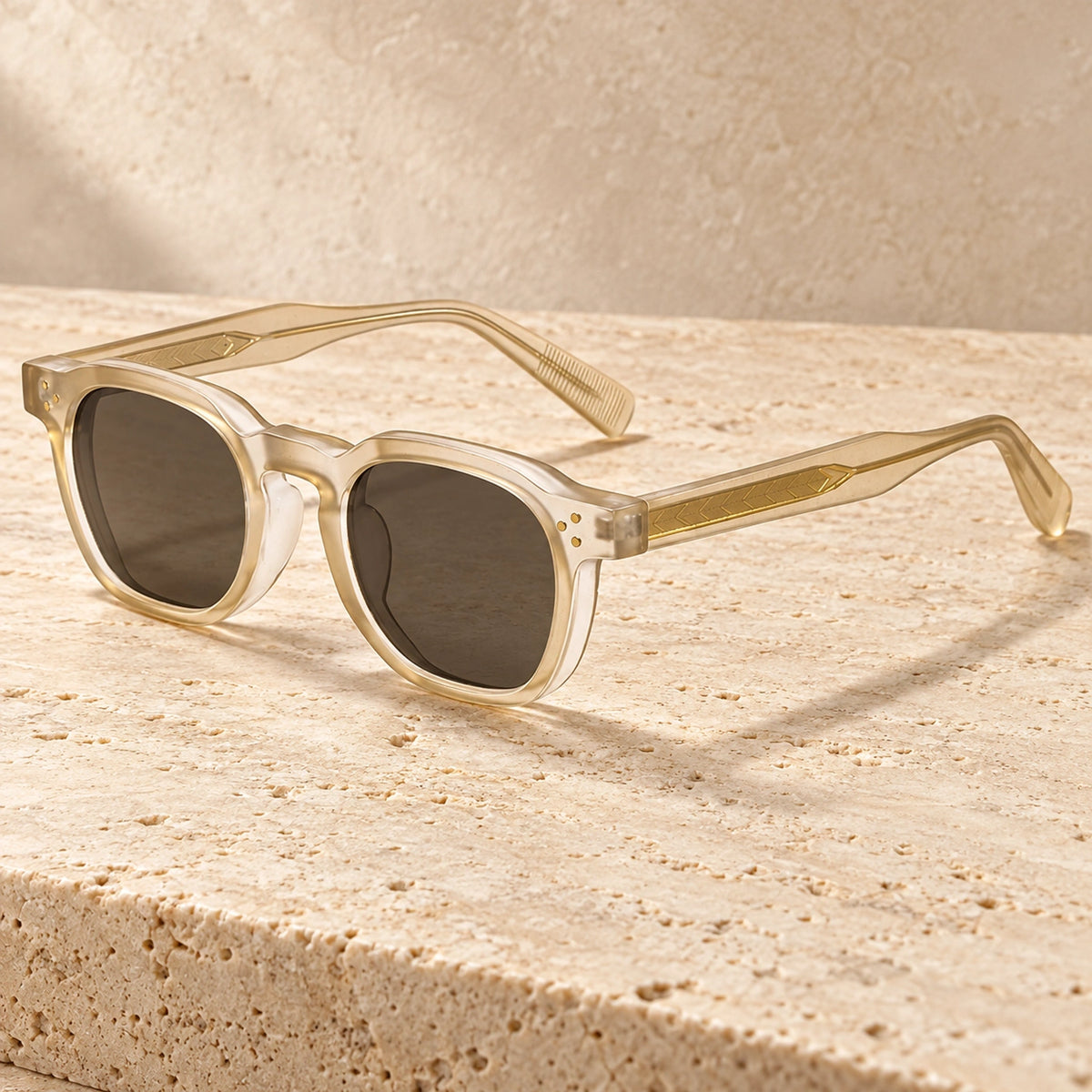 sunglasses — Noah square eyewear in Champagne Brown Grey, one complete pair shown a single photograph, front — view 19