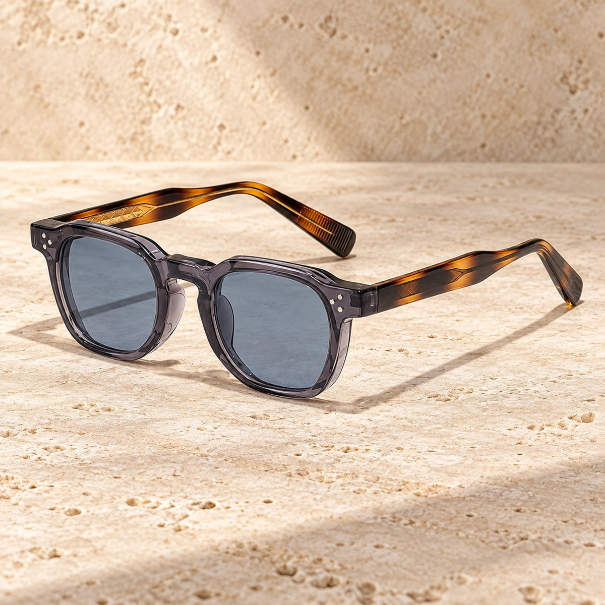 sunglasses — Noah square eyewear in Grey Tortoiseshell Blue one complete pair shown a single photograph, front — view 21