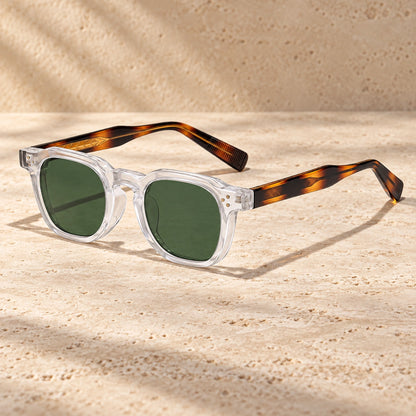 sunglasses — Noah square eyewear in Clear Tortoiseshell Green, one complete pair shown a single photograph, front — view 28