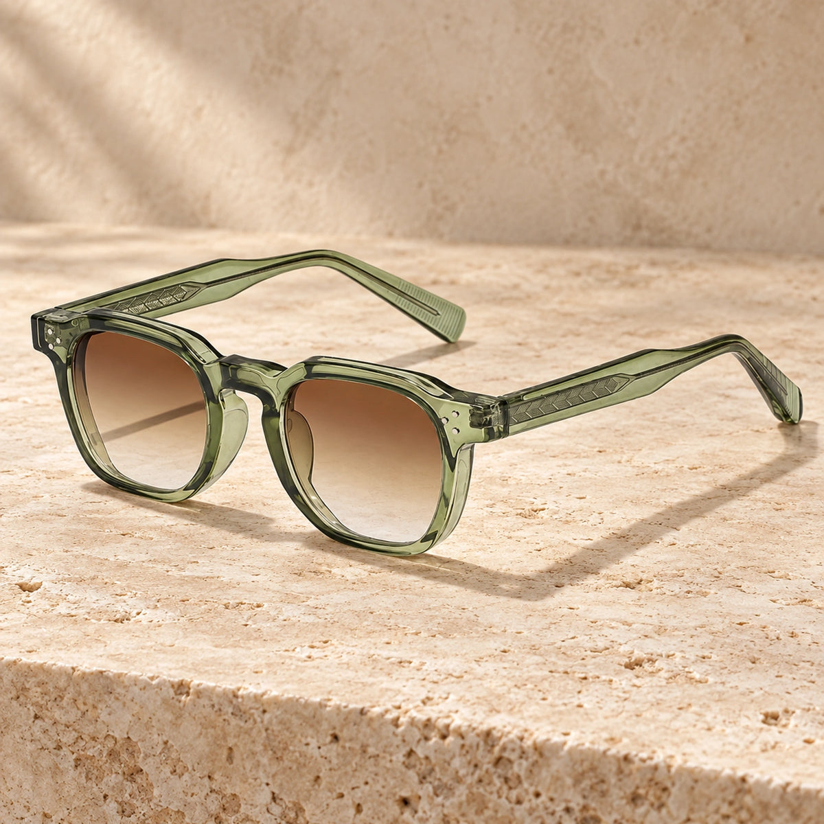 sunglasses — Noah square eyewear in Sage Brown Gradient, one complete pair shown a single photograph, front — view 3