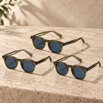 sunglasses — Noah square eyewear in 3 pack Olive Blue, complete pairs shown a single photograph, front — view 30