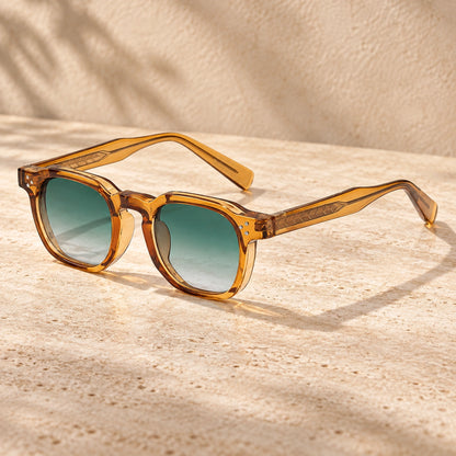 sunglasses — Noah square eyewear in Amber Green Gradient, one complete pair shown a single photograph, front — view 9