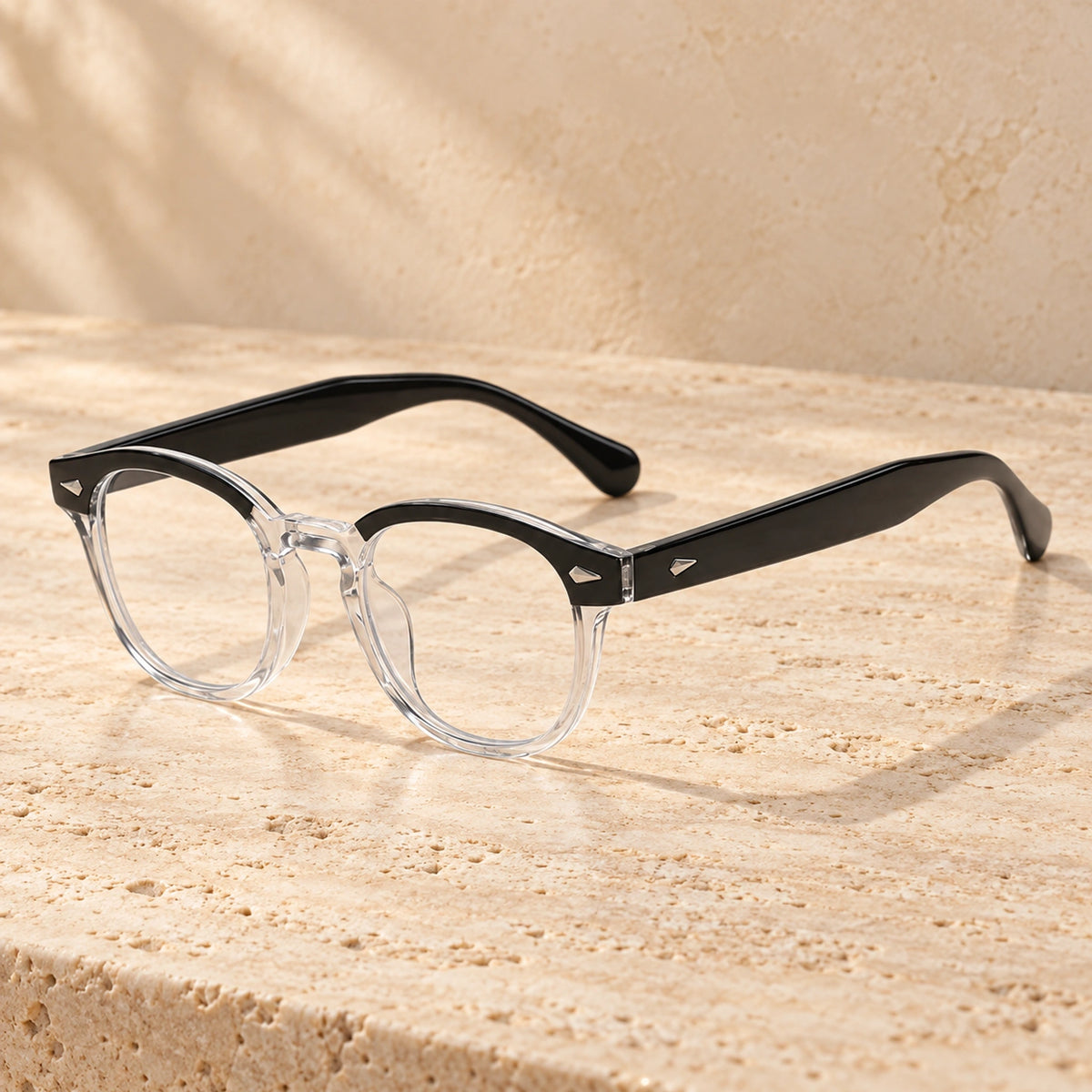sunglasses — Jack rounded square eyewear in Black Clear complete pair shown individually, front — view 10