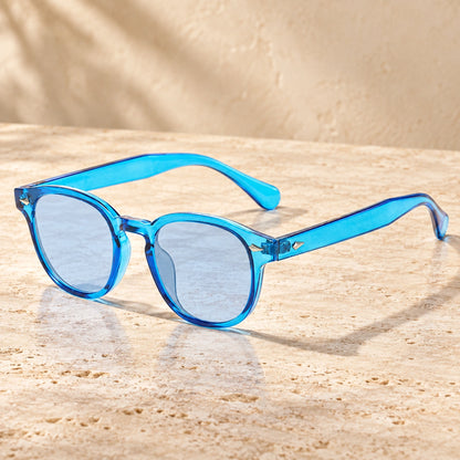 sunglasses — Jack rounded square eyewear in Blue complete pair shown individually, front — view 13