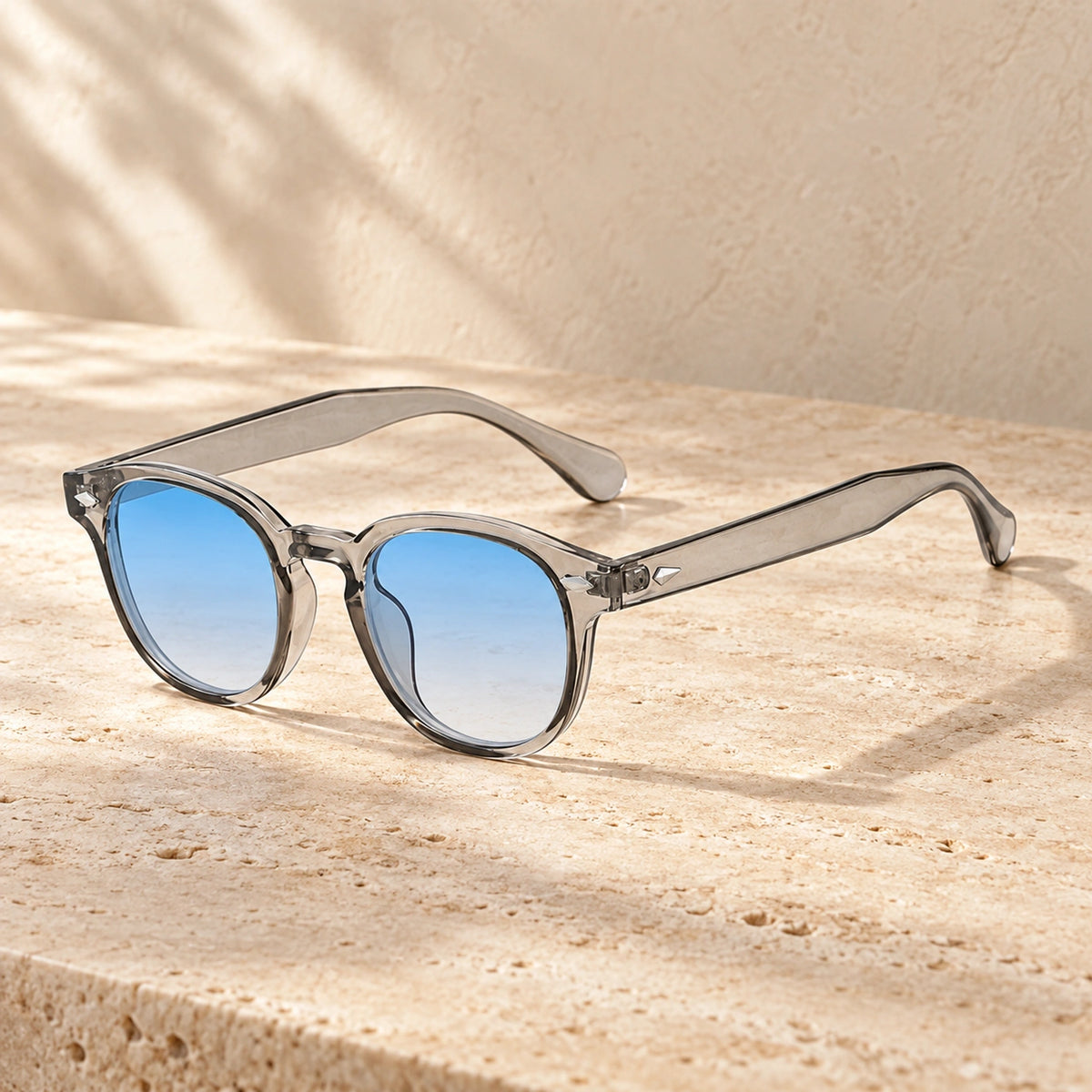 sunglasses — Jack rounded square eyewear in Grey Blue Gradient, complete pair shown individually, front — view 14