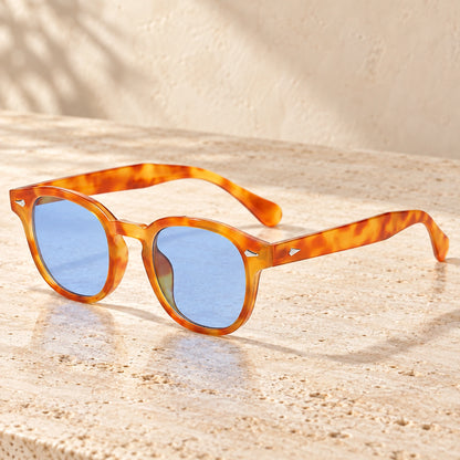 sunglasses — Jack rounded square eyewear in Amber Blue, complete pair shown individually, front — view 16