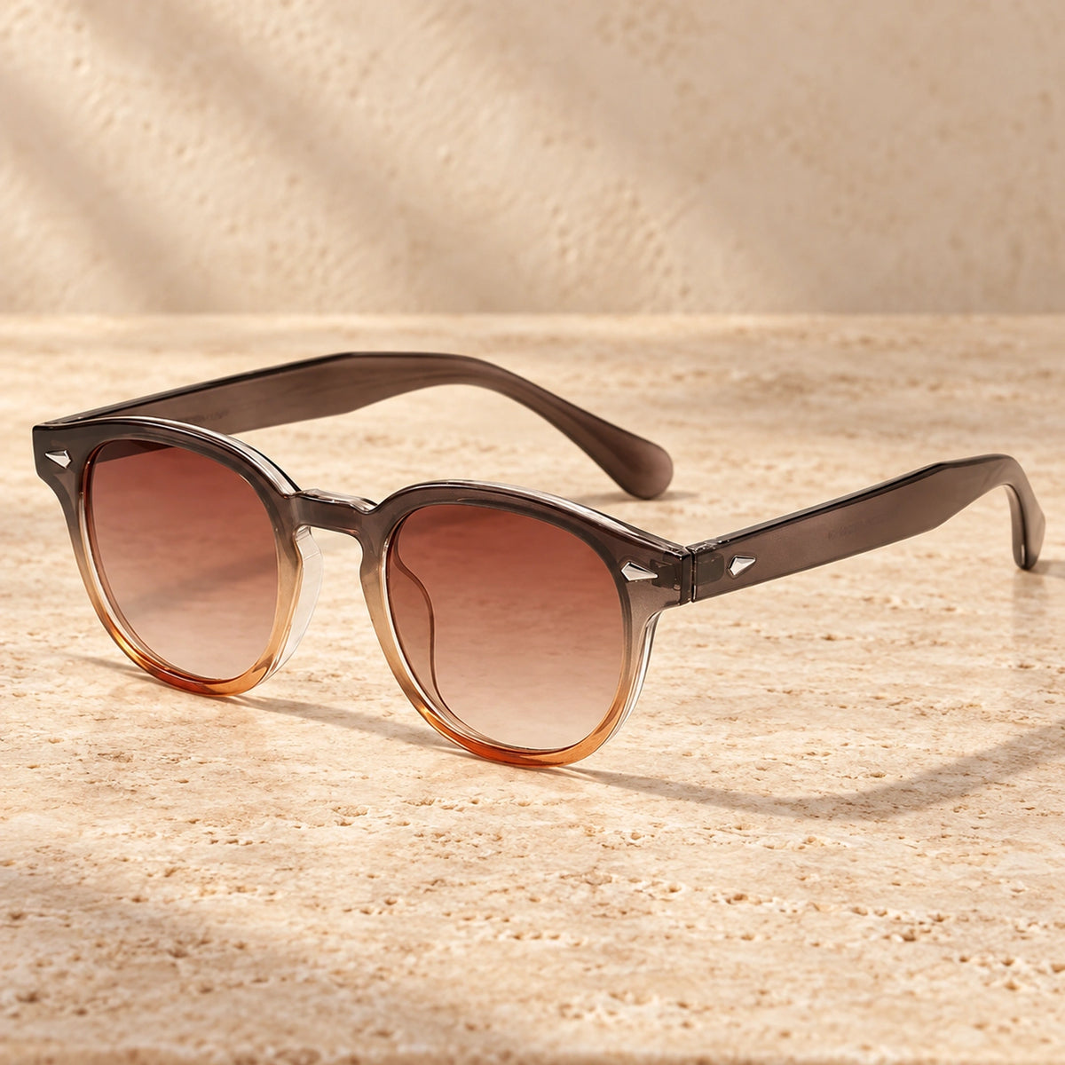 sunglasses — Jack rounded square eyewear in Brown Amber Gradient, complete pair shown individually, front — view 18