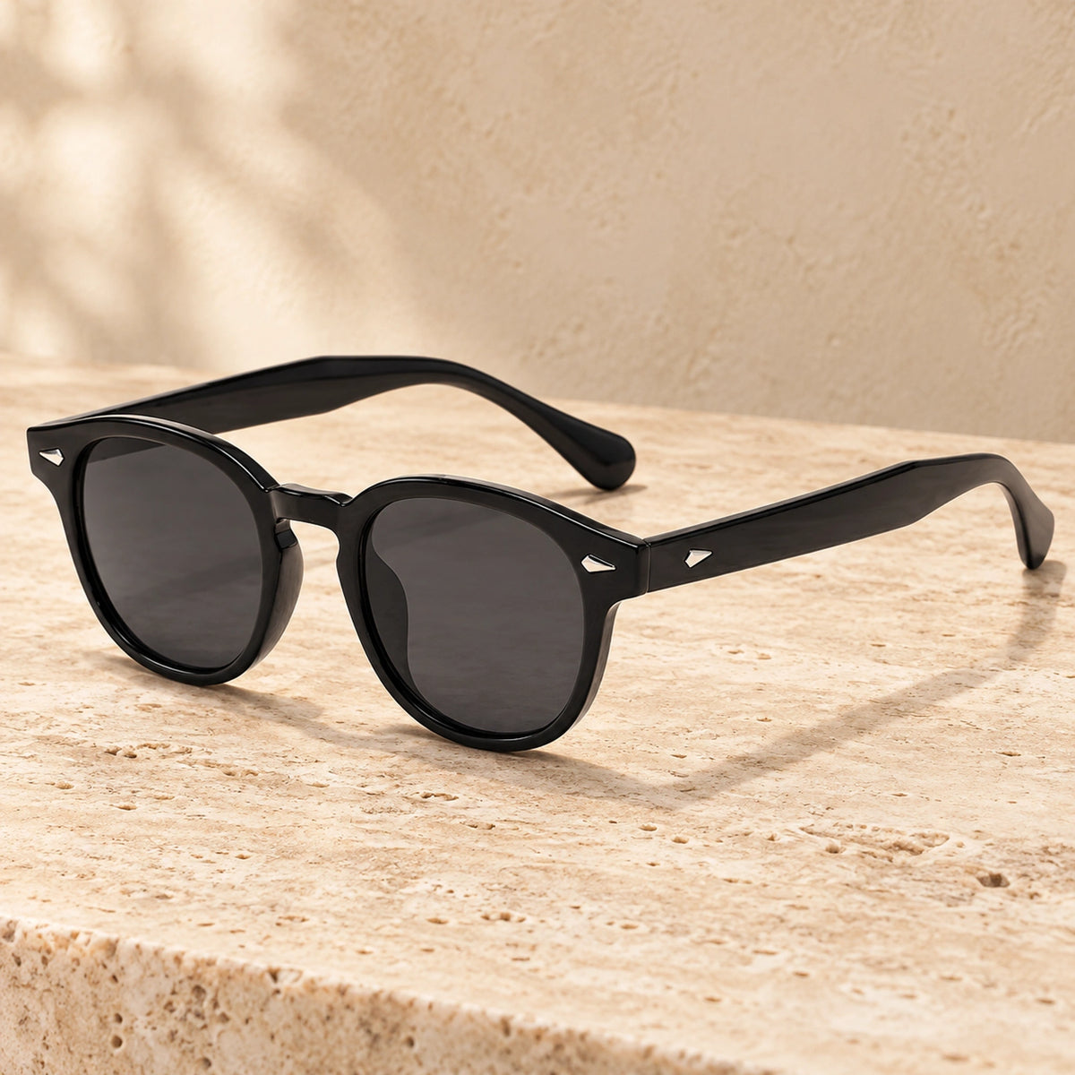 sunglasses — Jack rounded square eyewear in Black Charcoal, complete pair shown individually, front — view 19