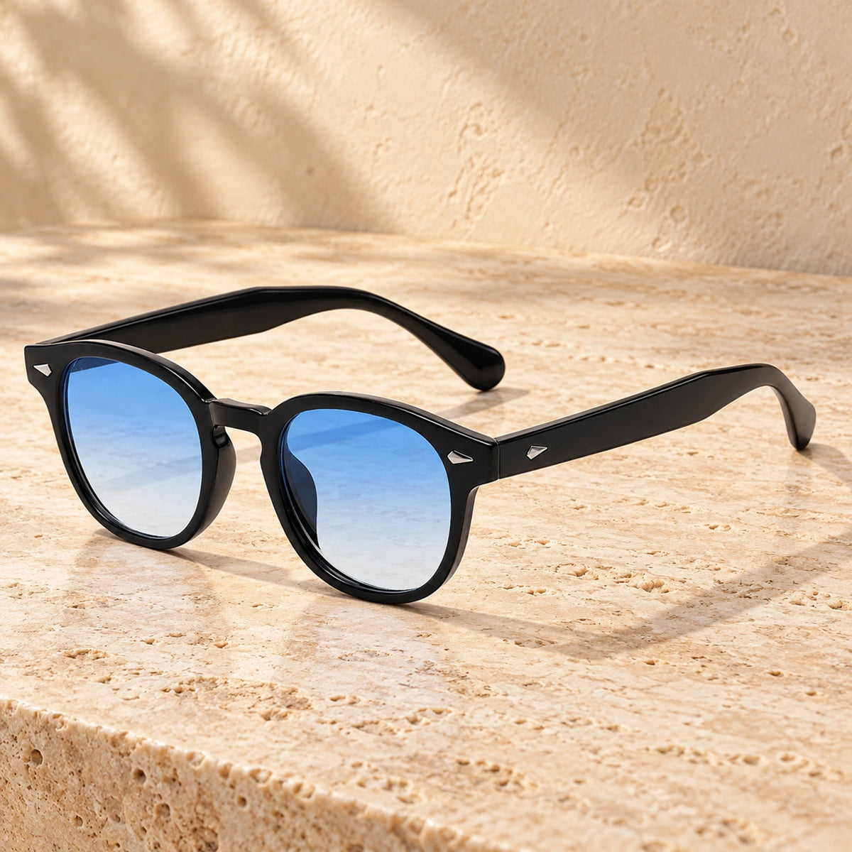 sunglasses — Jack rounded square eyewear in Black Blue Gradient, complete pair shown individually, front — view 2