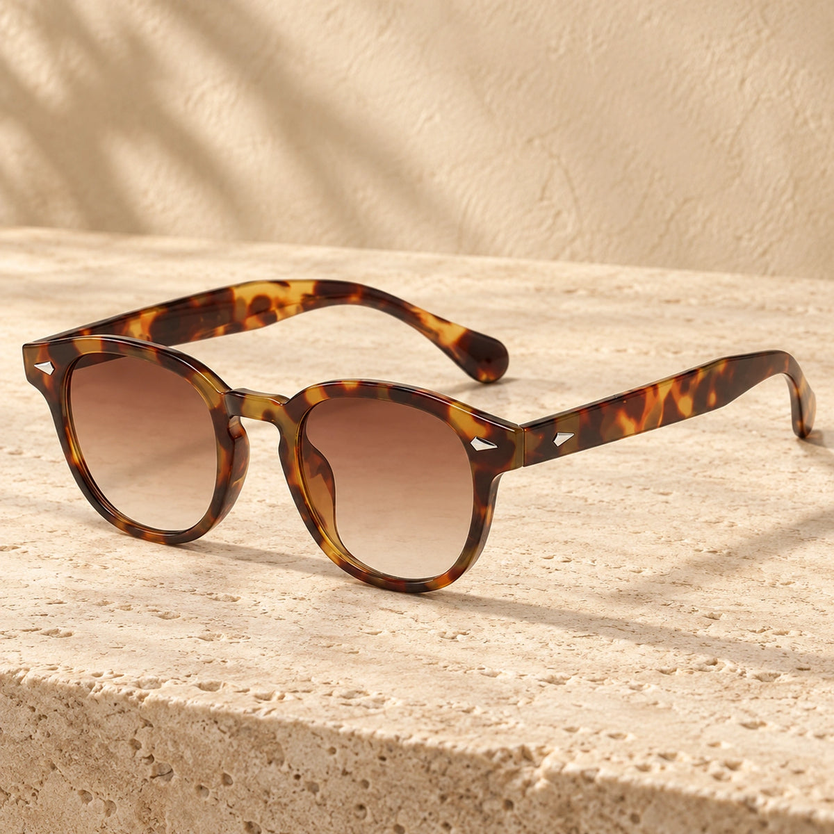 sunglasses — Jack rounded square eyewear in Tortoiseshell Brown Gradient, complete pair shown individually, front — view 20