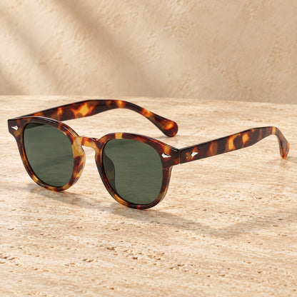 sunglasses — Jack rounded square eyewear in Tortoiseshell Green, complete pair shown individually, front — view 21