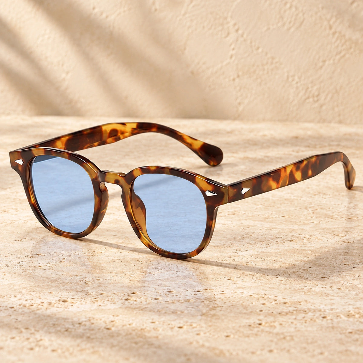 sunglasses — Jack rounded square eyewear in Tortoiseshell Blue, complete pair shown individually, front — view 22