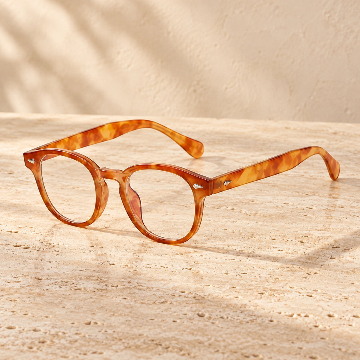 sunglasses — Jack rounded square eyewear in Amber Clear, complete pair shown individually, front — view 24