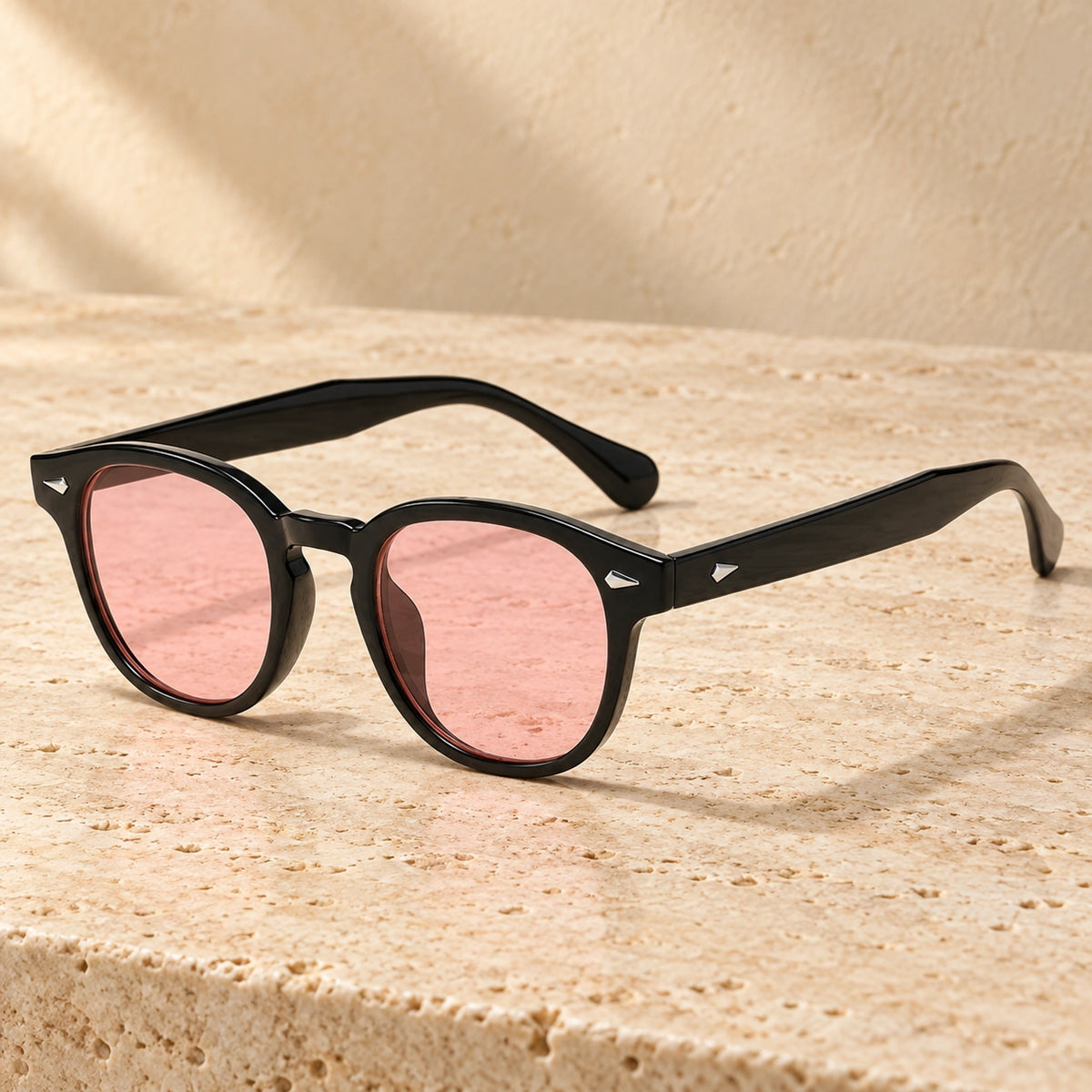 sunglasses — Jack rounded square eyewear in Black Pink, complete pair shown individually, front — view 26