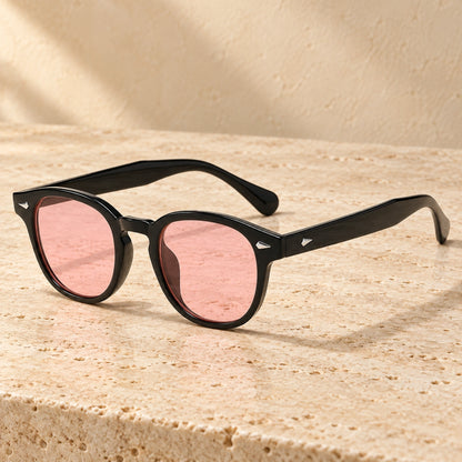 sunglasses — Jack rounded square eyewear in Black Pink, complete pair shown individually, front — view 26