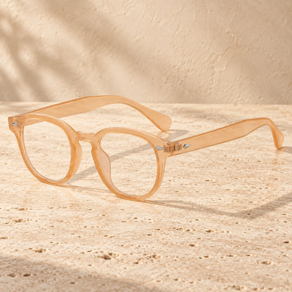sunglasses — Jack rounded square eyewear in Peach Clear, complete pair shown individually, front — view 27