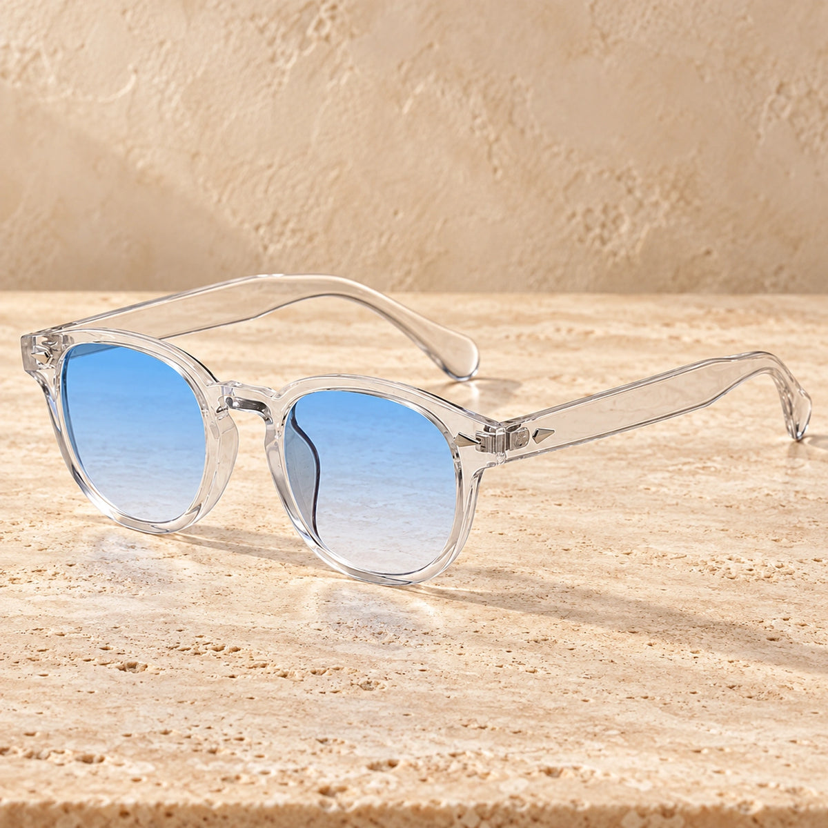 sunglasses — Jack rounded square eyewear in Clear Blue Gradient, complete pair shown individually, front — view 3