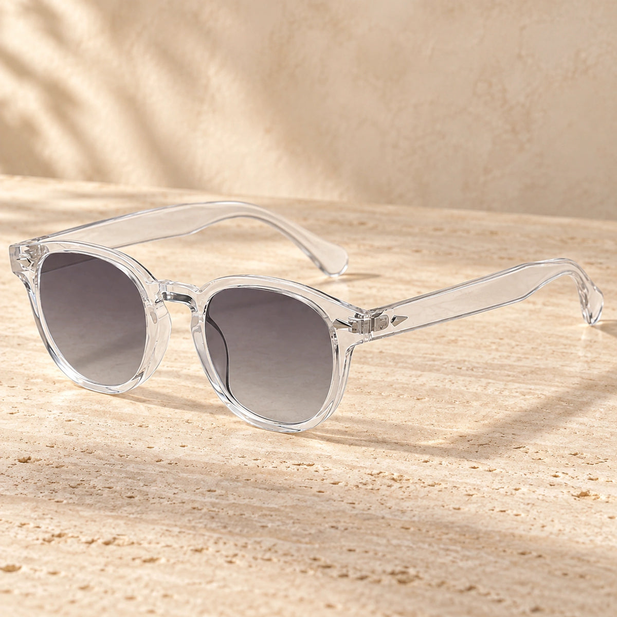 sunglasses — Jack rounded square eyewear in Clear Grey Gradient, complete pair shown individually, front — view 4