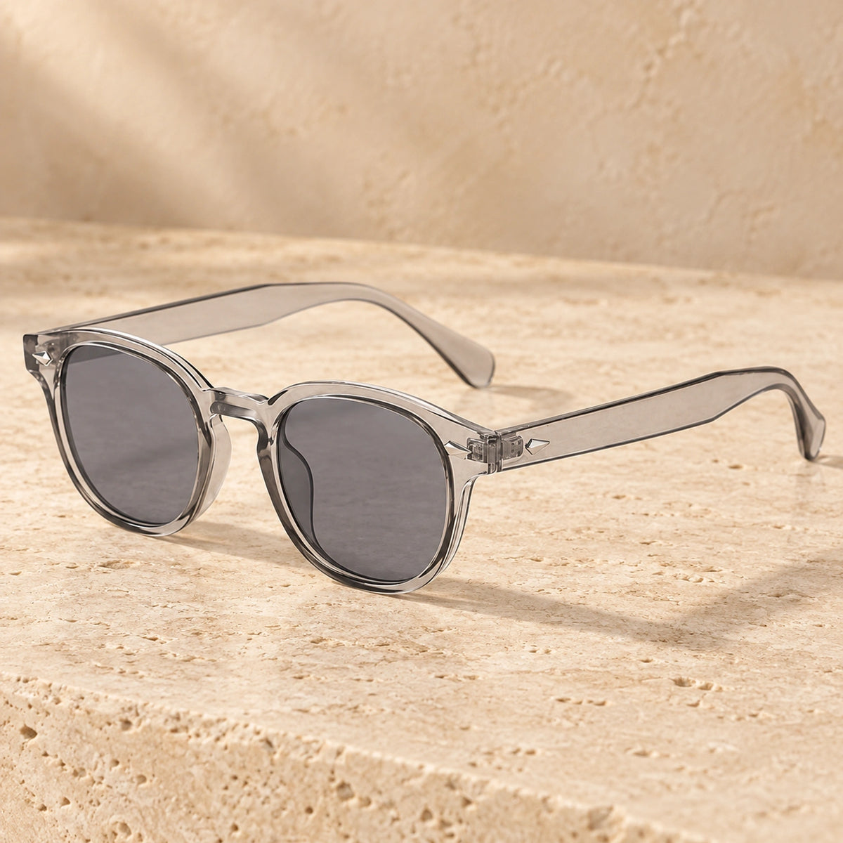 sunglasses — Jack rounded square eyewear in Grey complete pair shown individually, front — view 5