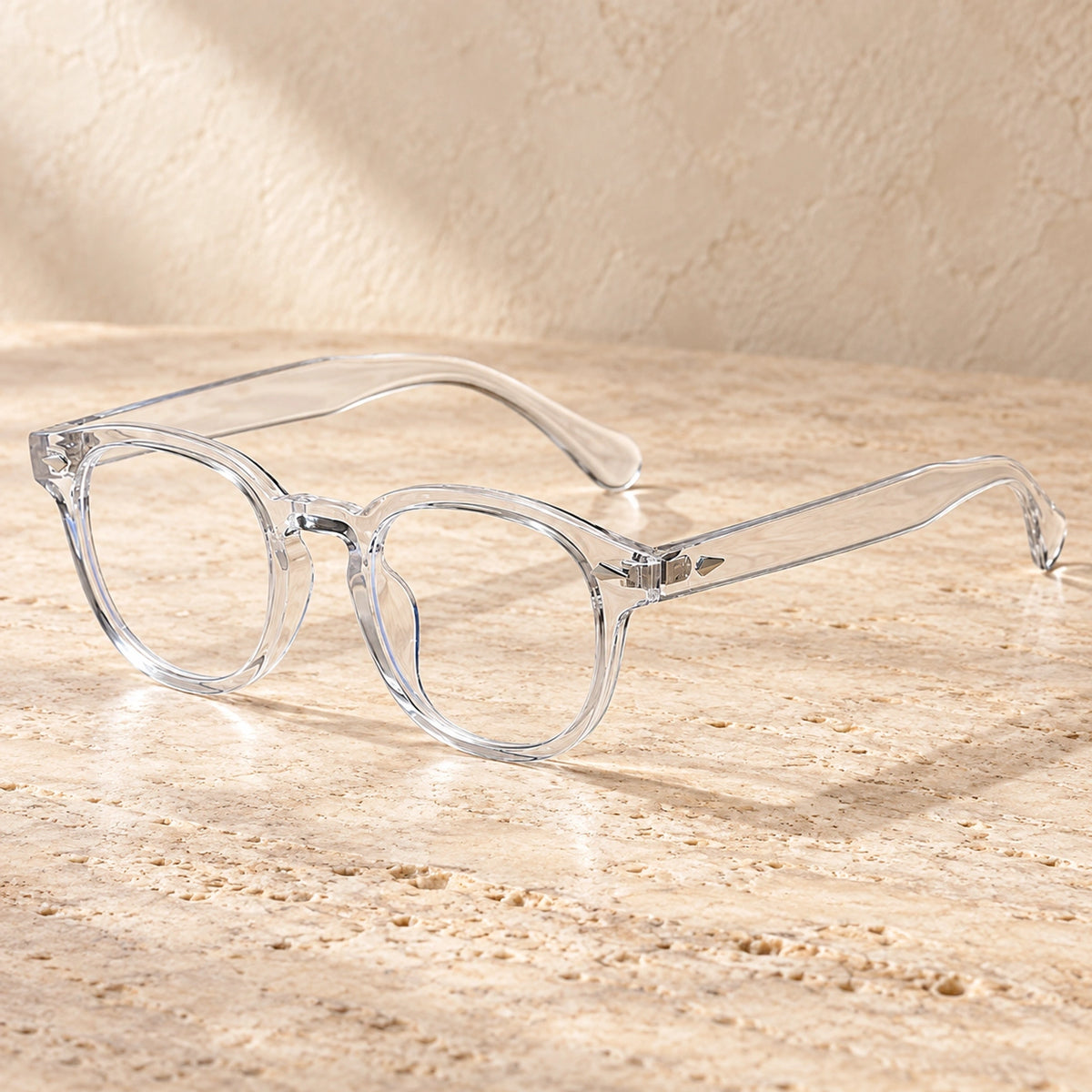 sunglasses — Jack rounded square eyewear in Clear complete pair shown individually, front — view 7