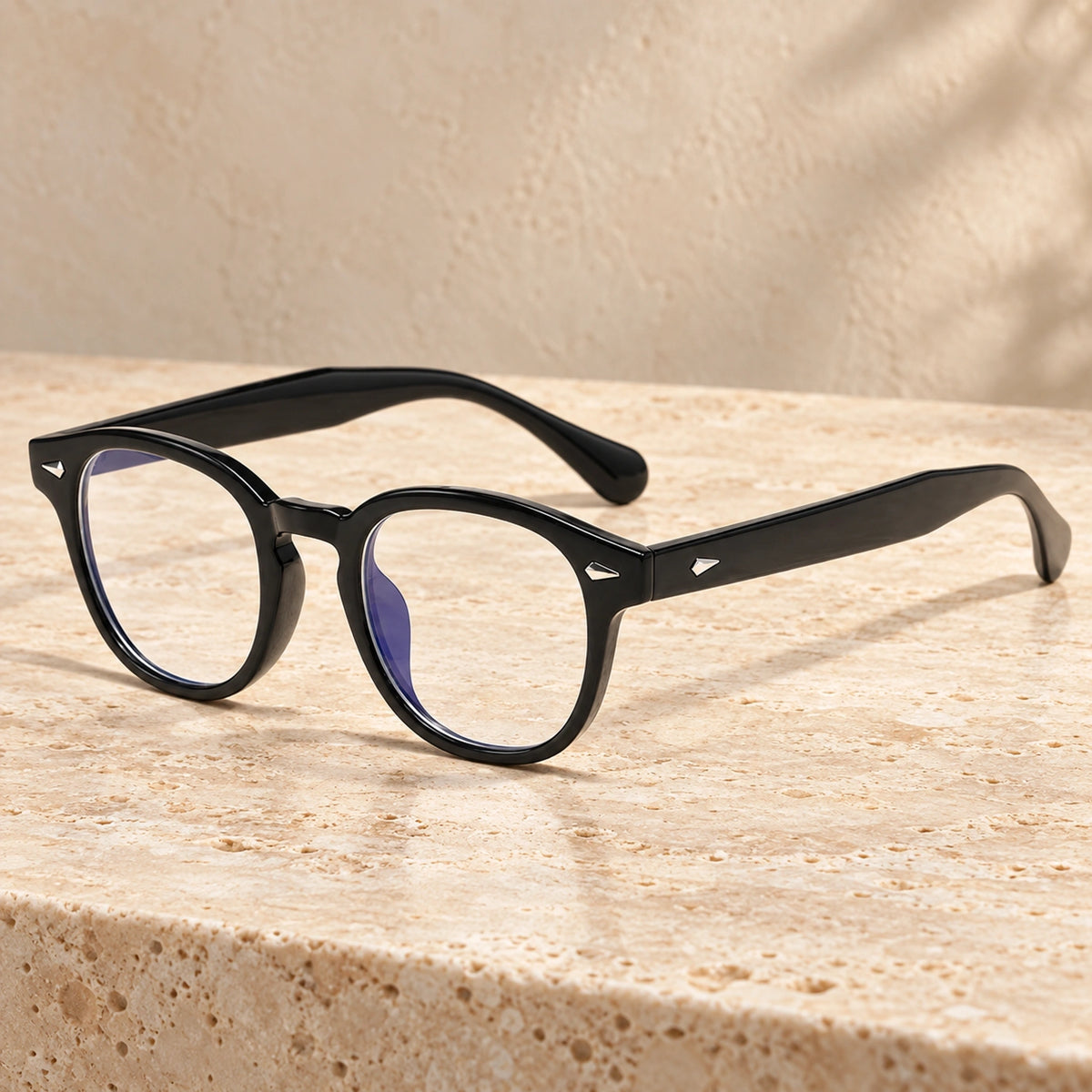 sunglasses — Jack rounded square eyewear in Black Clear, complete pair shown individually, front — view 8