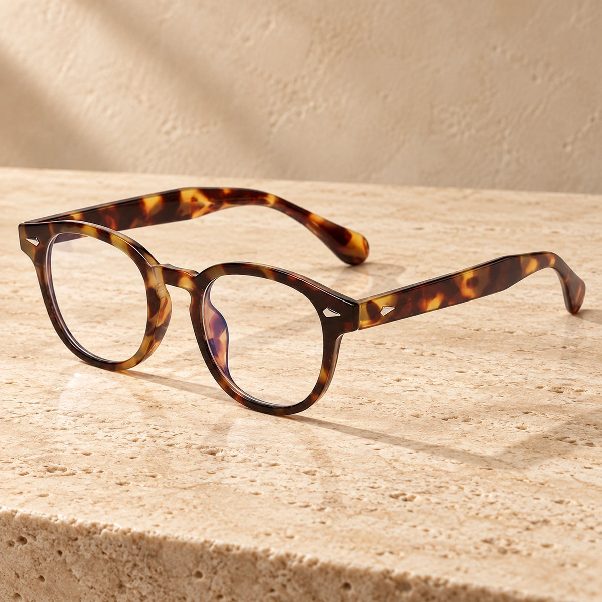 sunglasses — Jack rounded square eyewear in Tortoiseshell Clear, complete pair shown individually, front — view 9